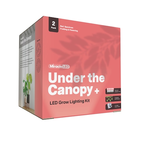Miracle Led 4-Socket Under the Canopy Red Spectrum Grow Light Kit - 11W Replace 150W Grow Bulbs w/Timer, 2PK 801625